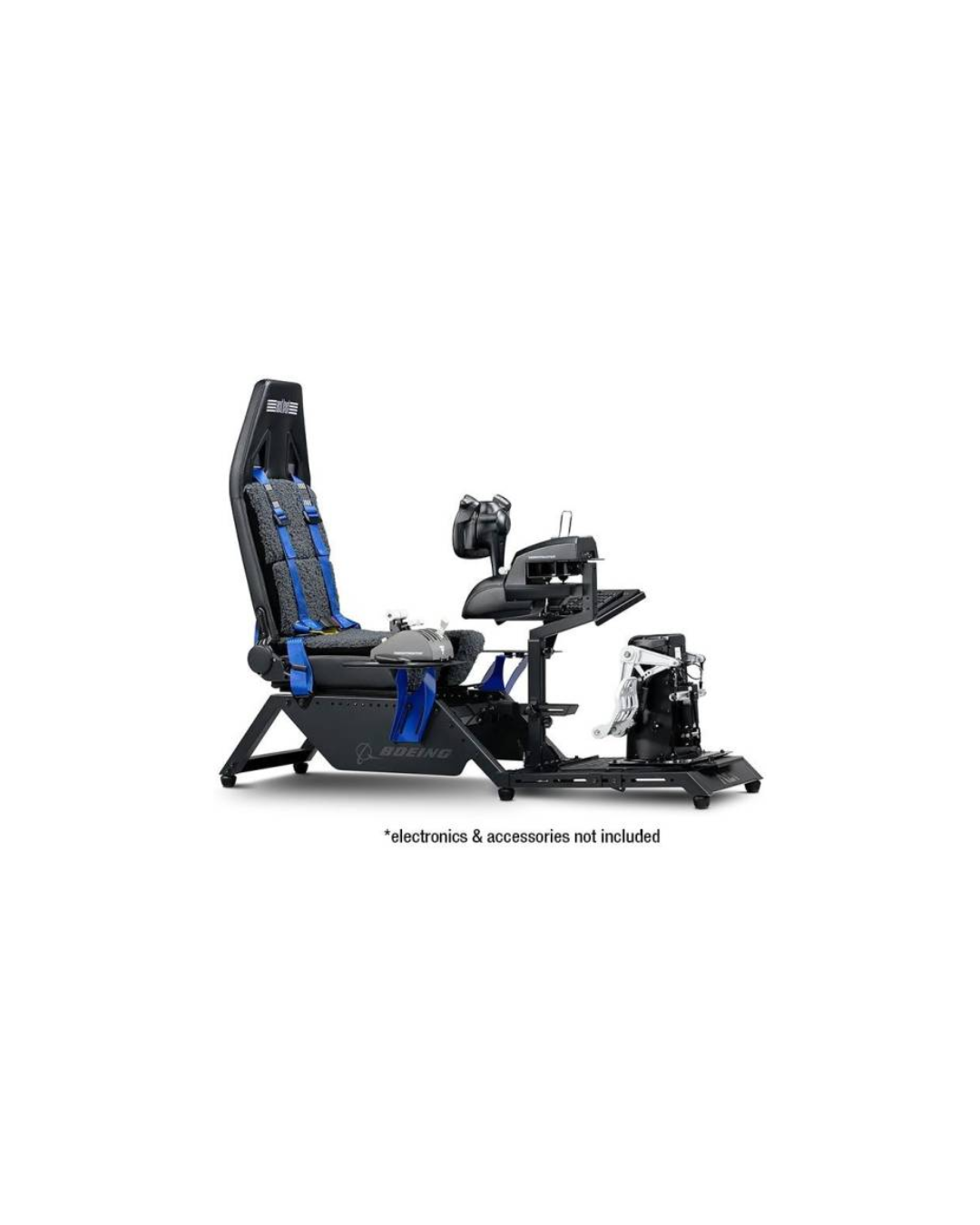 Next Level Racing Flight Simulator Boeing Commercial Edition, Dedicated Flight Cockpit, Wide Range of Adjustments, Faux Wool Seat Covering, Compatible with Flight Electronics, Black/Blue | NLR-S027