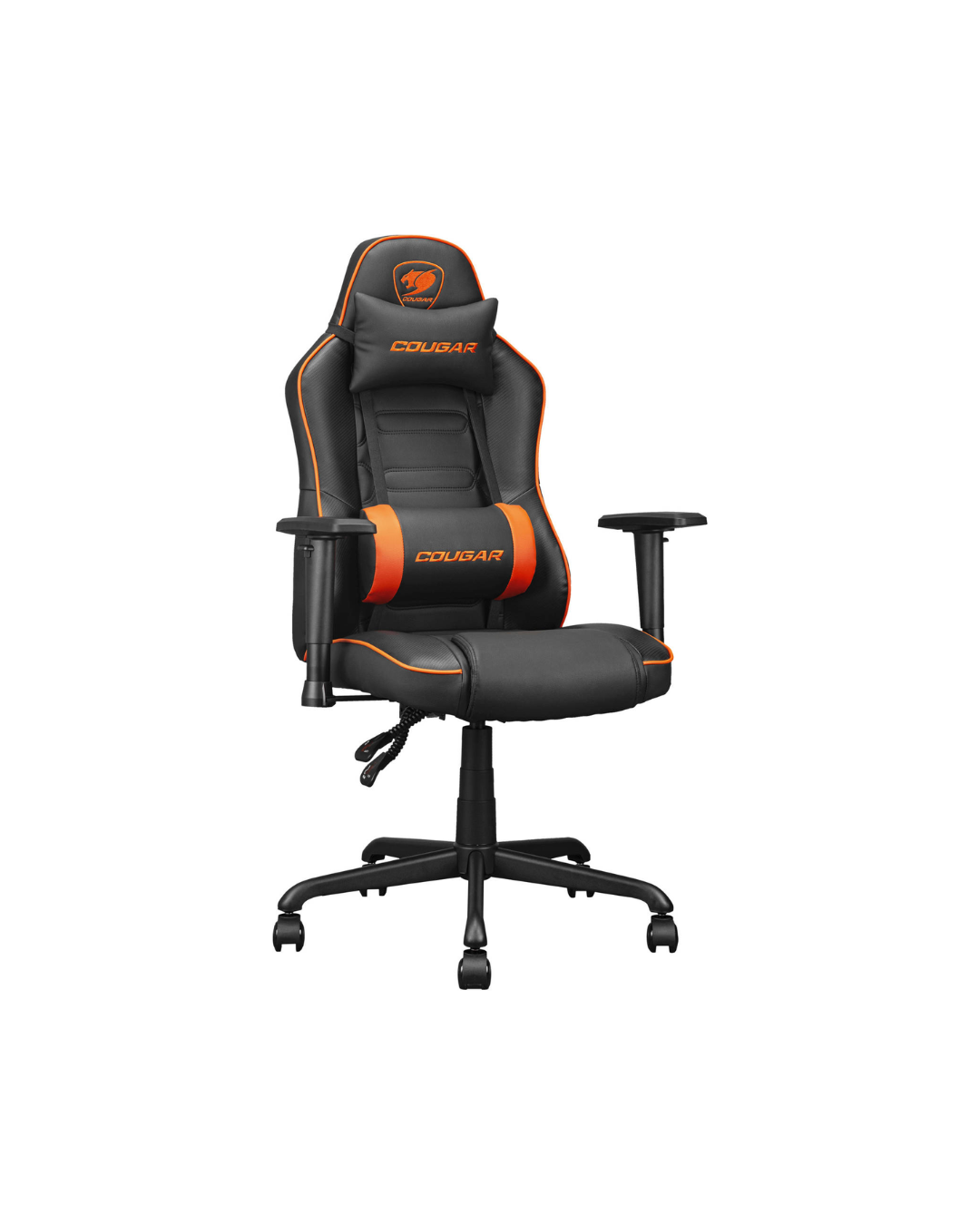 COUGAR Fusion S Ergonomic Gaming Chair, PVC Faux Leather, Metal 5-Star Base, , Built-in 3D Curved Lumbar Support, Adjustable Armrest, Class 4 Gas Lift Cylinder, 120 kg, Orange/Black | 3MFSLORB.0001