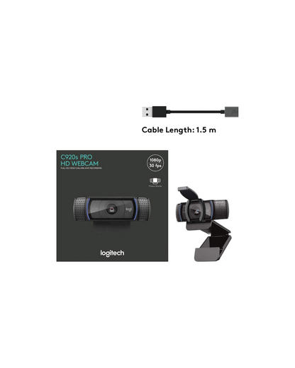 Logitech C920S HD Pro Webcam with Privacy Shutter - Widescreen Video Calling and Recording, 1080p Streaming Camera, Desktop or Laptop Webcam | 960-001