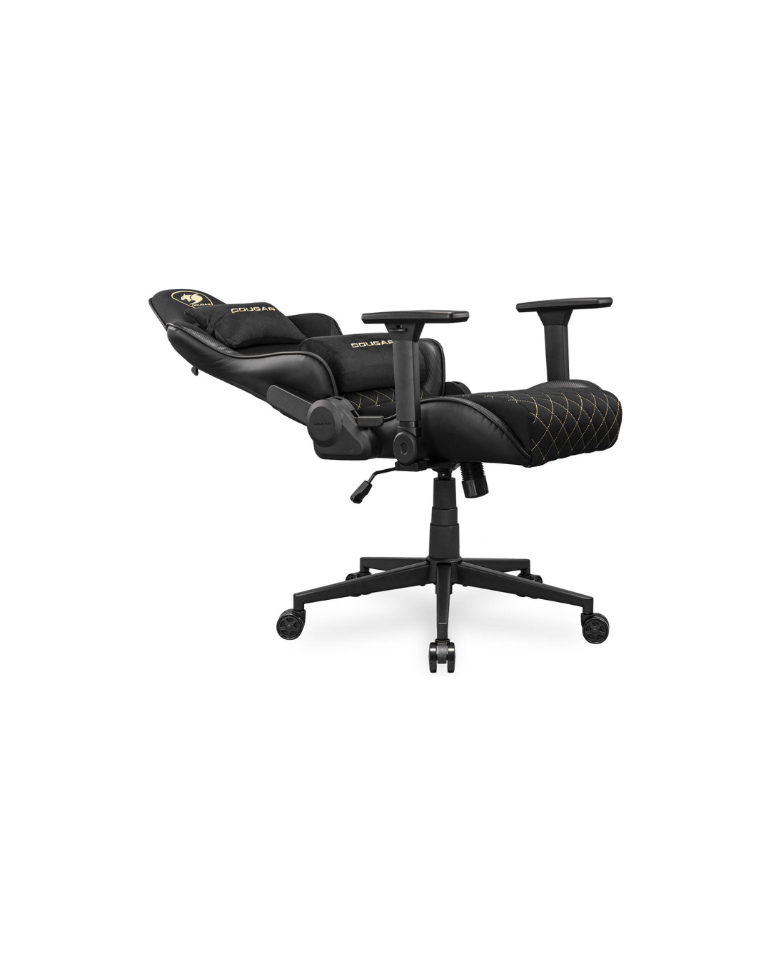 Cougar Armor One V2 F Gaming Chair, Woven Fabric Surface, 4D Folding Armrests, 155° Reclining, Piston Lift Height Adjustment, Up to 120kg Weight Support, Black / Gold | 3MA2FGLB.0001